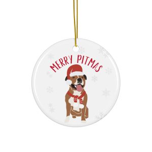 Merry Pitmas Ceramic ornament