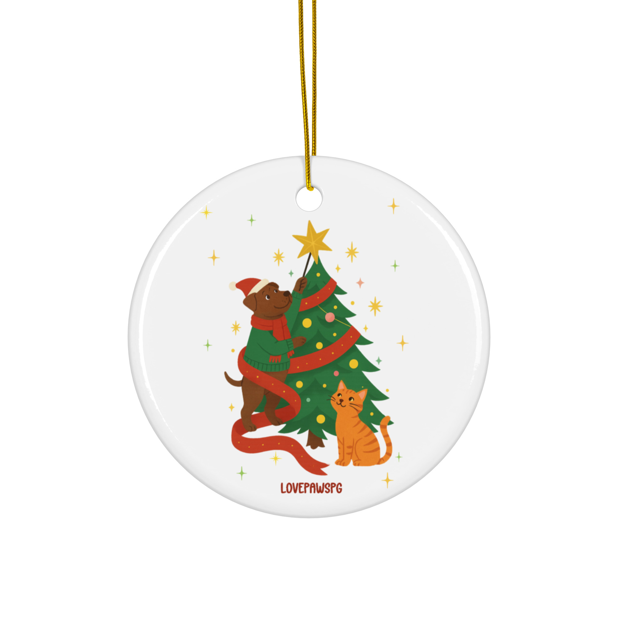 Pawsome Christmas Ceramic ornament