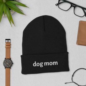 Dog Mom Embroidered Cuffed Beanie
