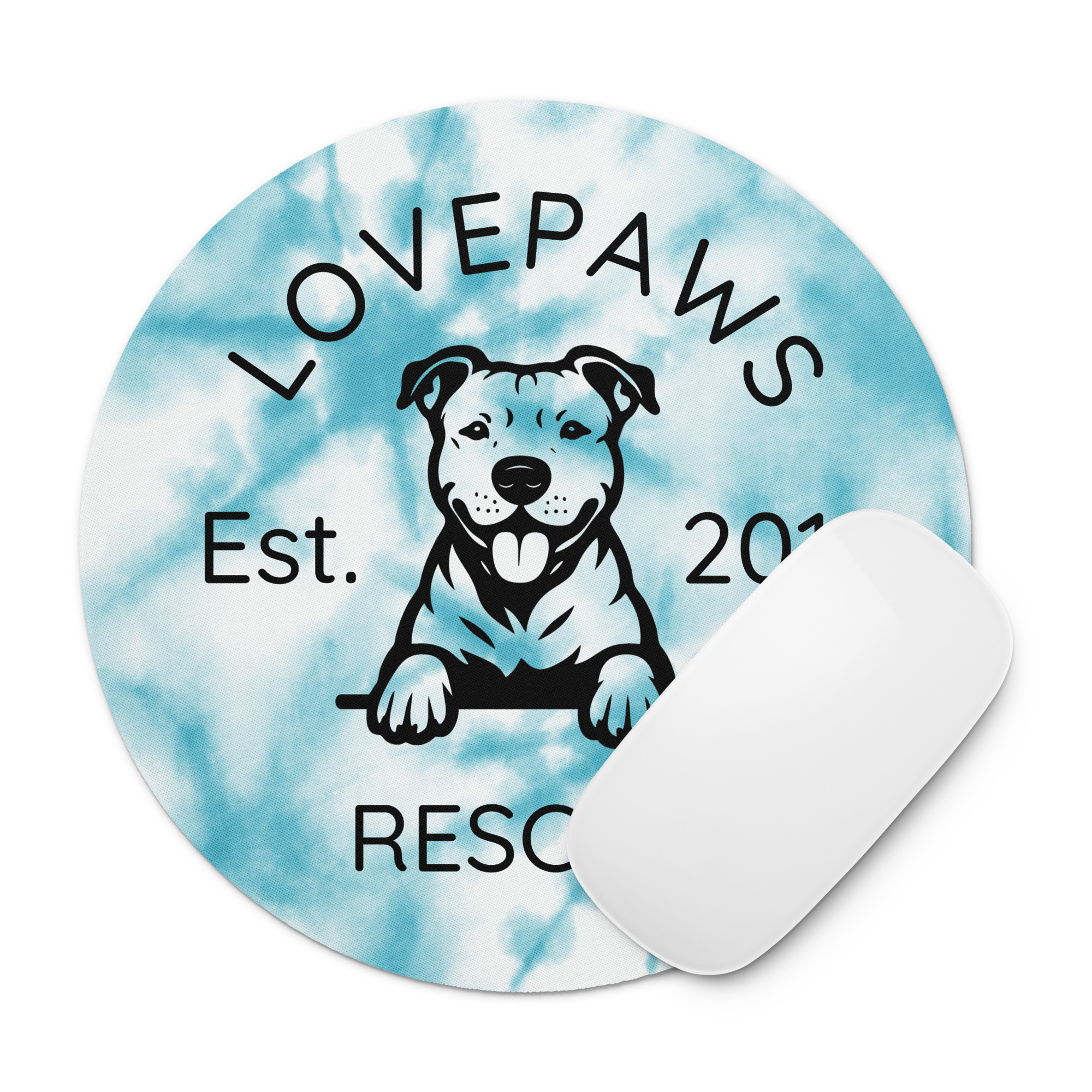 Round LOVEPAWS mouse pad - blue